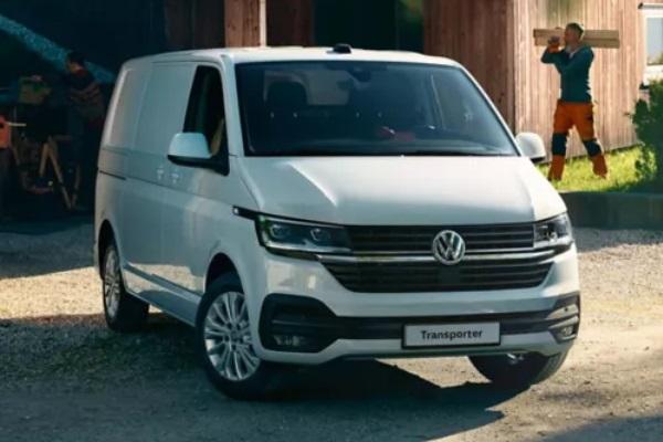 White VW Transporter 6.1 Van parked on building site