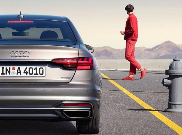 Rear of Grey Audi A4 Saloon