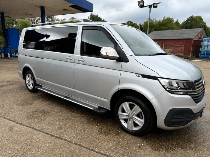 Silver Volkswagen Transporter Shuttle Overview Shot