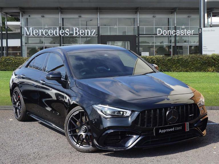 Used 2023 MERCEDES-BENZ CLA Class 2.0 CLA45 AMG S Plus Coupe 4dr Petrol 8G-DCT 4MATIC+ Euro 6 (s/s) (421 ps) Cosmos Black Metallic at JCT600