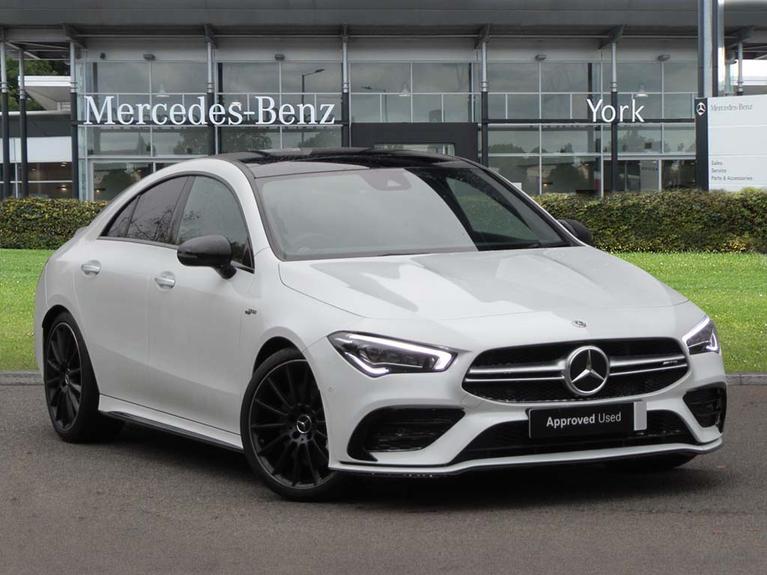 Used 2023 MERCEDES-BENZ CLA Class 2.0 CLA35 AMG (Premium Plus) Coupe 4dr Petrol 7G-DCT 4MATIC Euro 6 (s/s) (306 ps) White at JCT600