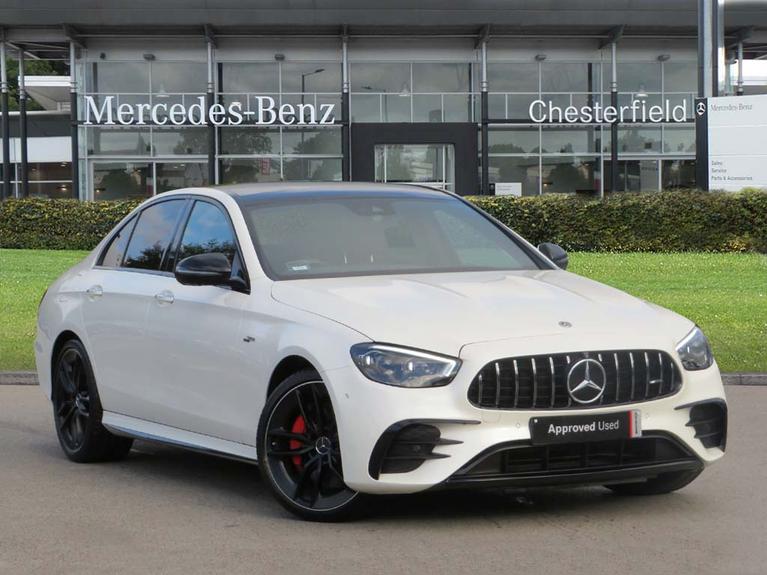 Used 2021 MERCEDES-BENZ E Class 3.0 E53h BiTurbo MHEV AMG Night Edition (Premium Plus) Saloon 4dr Petrol Hybrid SpdS TCT 4MATIC+ Euro 6 (s/s) (457 ps) White at JCT600