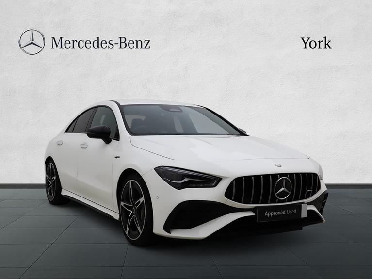 Used 2025 MERCEDES-BENZ CLA Class 2.0 CLA35h MHEV AMG (Premium) Coupe 4dr Petrol Hybrid 8G-DCT 4MATIC Euro 6 (s/s) (320 ps) White at JCT600