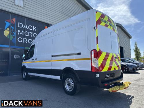 Used 2023 Ford Transit L3H3 130ps RWD, Utility, Workshop, Civils,Tow bar Towing Axle, 3000kg towing, Brand new Metal Racking White at Dack Vans