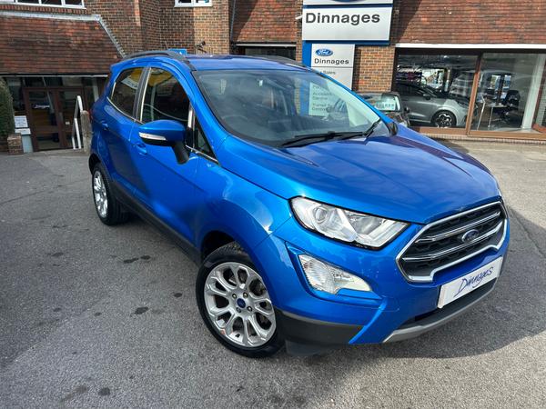 Used 2022 Ford EcoSport 1.0T EcoBoost GPF Titanium SUV 5dr Petrol Manual Euro 6 (s/s) (125 ps) Desert Island Blue at Dinnages