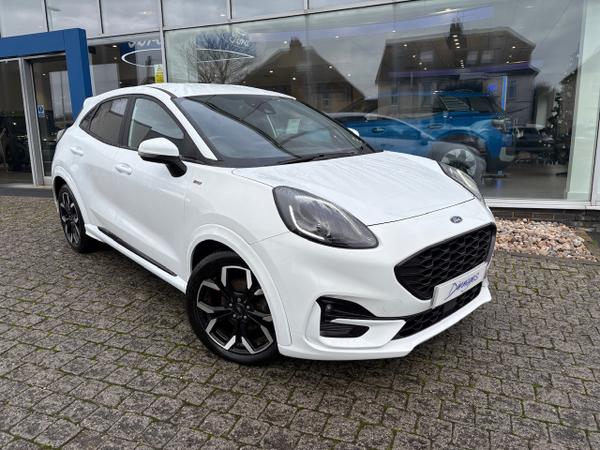 Used 2021 Ford Puma 1.0T EcoBoost MHEV ST-Line X SUV 5dr Petrol Manual Euro 6 (s/s) (125 ps) Frozen White at Dinnages