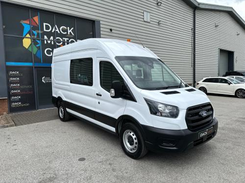 Used 2025 Ford Transit 2.0 350 EcoBlue Leader Crew Van Double Cab 5dr Diesel Manual RWD L3 H3 Euro 6 (s/s) (165 ps) White at Dack Vans