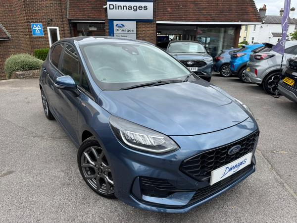 Used 2023 Ford Fiesta 1.0T EcoBoost ST-Line Hatchback 5dr Petrol Manual Euro 6 (s/s) (100 ps) Chrome Blue at Dinnages