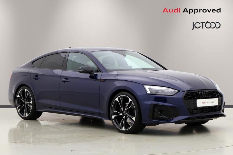 Used 2024 AUDI A5 2.0 TFSI 35 Black Edition Sportback 5dr Petrol S Tronic Euro 6 (s/s) (150 ps) Blue at JCT600