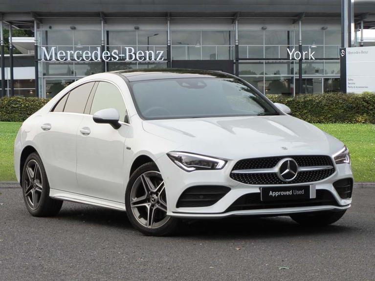 Used 2020 MERCEDES-BENZ CLA Class CLA 250e AMG Line Premium Plus 4dr Tip Auto White at JCT600