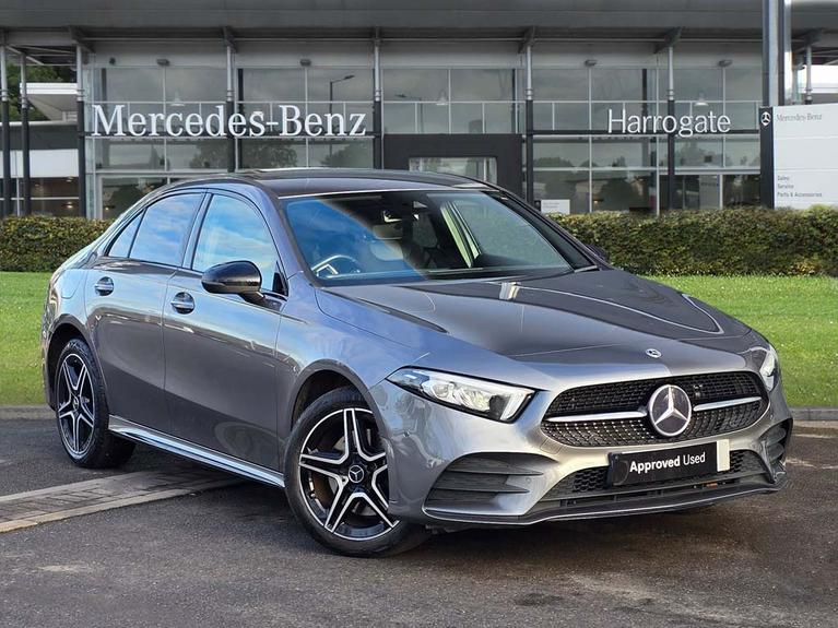 Used 2021 MERCEDES-BENZ A Class 1.3 A250e 15.6kWh AMG Line Edition (Premium) Saloon 4dr Petrol Plug-in Hybrid 8G-DCT Euro 6 (s/s) (218 ps) Mountain Grey Metallic at JCT600