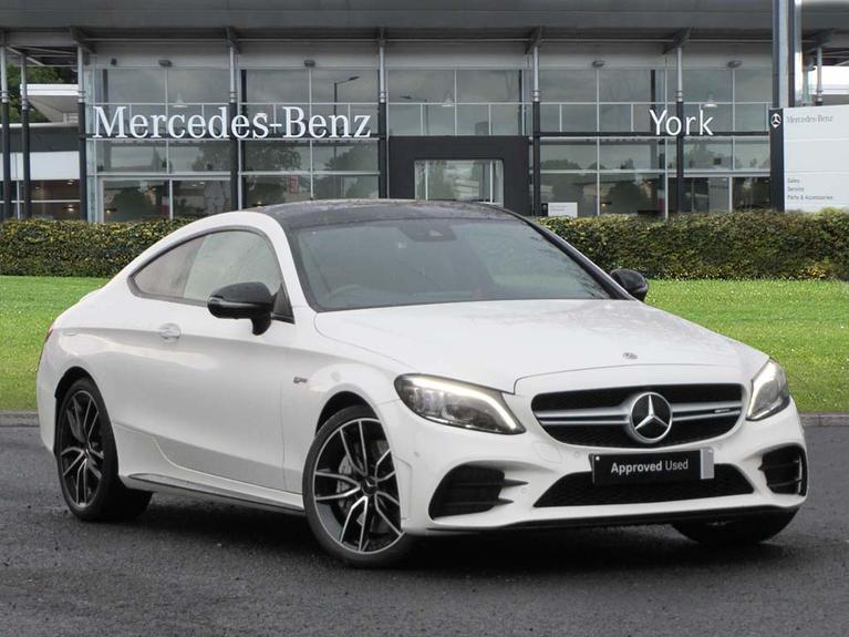 Used 2021 MERCEDES-BENZ C Class 3.0 C43 V6 AMG Night Edition (Premium Plus) Coupe 2dr Petrol G-Tronic+ 4MATIC Euro 6 (s/s) (390 ps) White at JCT600