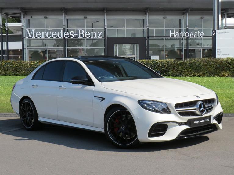 Used 2020 MERCEDES-BENZ E Class 4.0 E63 V8 BiTurbo GPF AMG S Saloon 4dr Petrol SpdS MCT 4MATIC+ Euro 6 (s/s) (612 ps) Designo Diamond White Metallic at JCT600