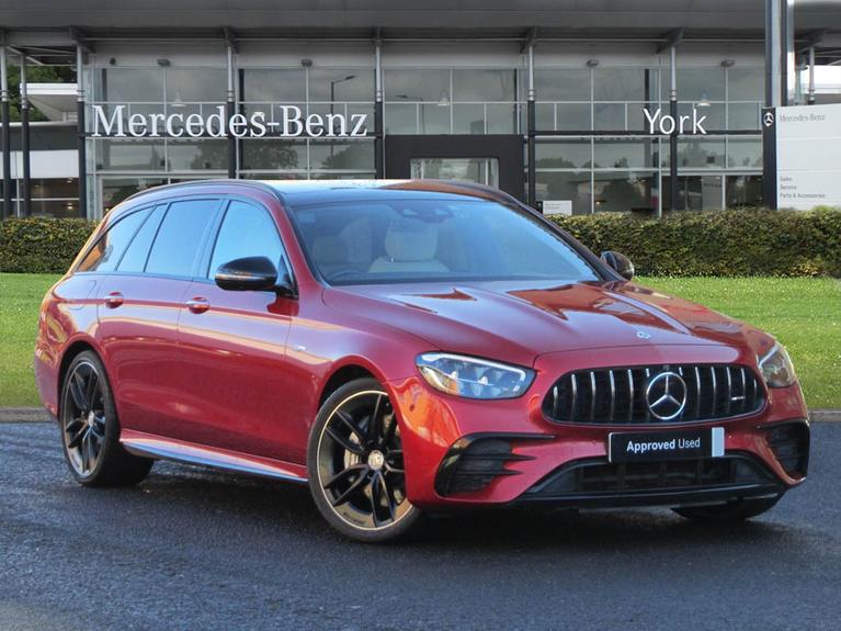 Used 2021 MERCEDES-BENZ E Class 3.0 E53h BiTurbo MHEV AMG Night Edition (Premium Plus) Estate 5dr Petrol Hybrid SpdS TCT 4MATIC+ Euro 6 (s/s) (457 ps) Red at JCT600