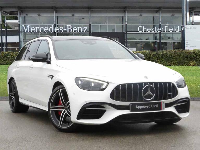 Used 2021 MERCEDES-BENZ E Class 4.0 E63 V8 BiTurbo AMG S Night Edition (Premium Plus) Estate 5dr Petrol SpdS MCT 4MATIC+ Euro 6 (s/s) (612 ps) White at JCT600