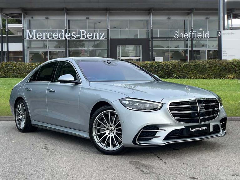 Used 2021 MERCEDES-BENZ S Class 3.0 S500h MHEV AMG Line (Premium) Saloon 4dr Petrol Hybrid G-Tronic+ 4MATIC Euro 6 (s/s) (435 ps) Silver at JCT600