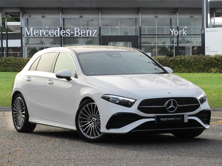 Used 2023 Mercedes-Benz A Class 1.3 A180h MHEV AMG Line (Premium Plus) Hatchback 5dr Petrol Hybrid 7G-DCT Euro 6 (s/s) (150 ps) White at JCT600