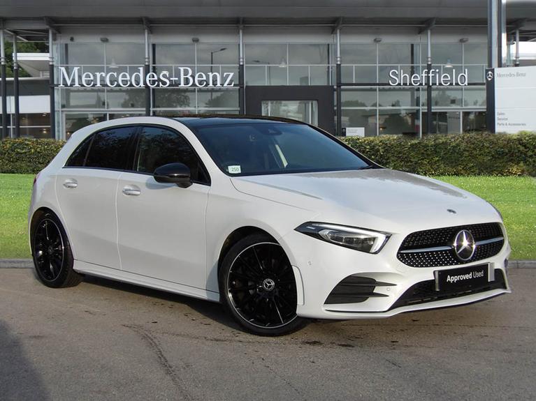 Used 2023 MERCEDES-BENZ A Class 1.3 A180 AMG Line Night Edition (Premium Plus) Hatchback 5dr Petrol 7G-DCT Euro 6 (s/s) (136 ps) White at JCT600