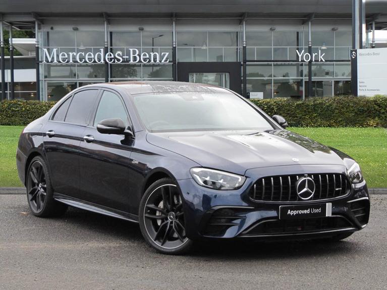 Used 2023 MERCEDES-BENZ E Class 3.0 E53h BiTurbo MHEV AMG Night Edition (Premium Plus) Saloon 4dr Petrol Hybrid SpdS TCT 4MATIC+ Euro 6 (s/s) (457 ps) Blue at JCT600