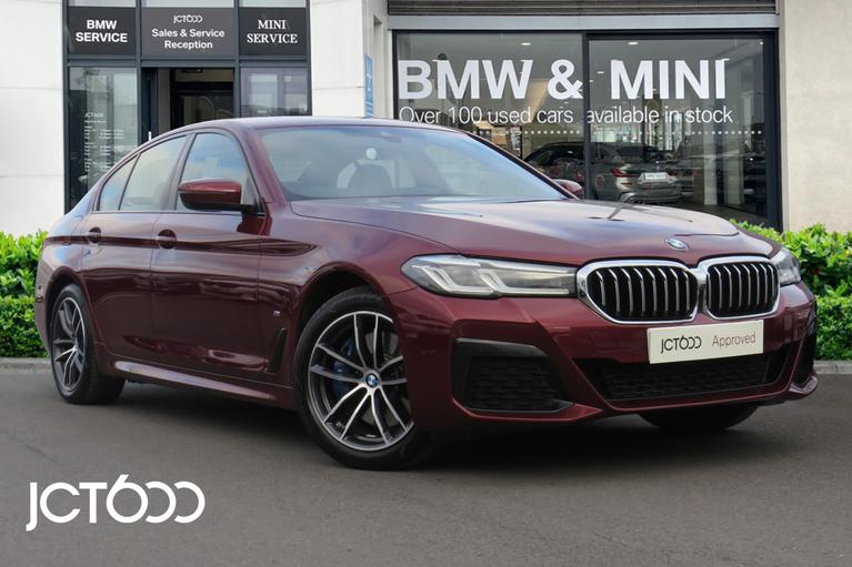 Used 2021 BMW 5 Series 530e M Sport Saloon Petrol Plug-in Hybrid Aventurine Red at JCT600