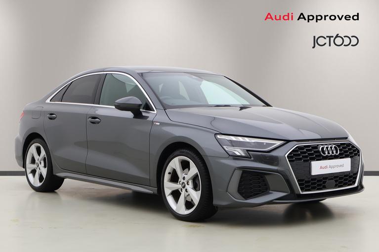 Used 2022 AUDI A3 2.0 TDI 35 S line Saloon 4dr Diesel S Tronic Euro 6 (s/s) (150 ps) Grey at JCT600