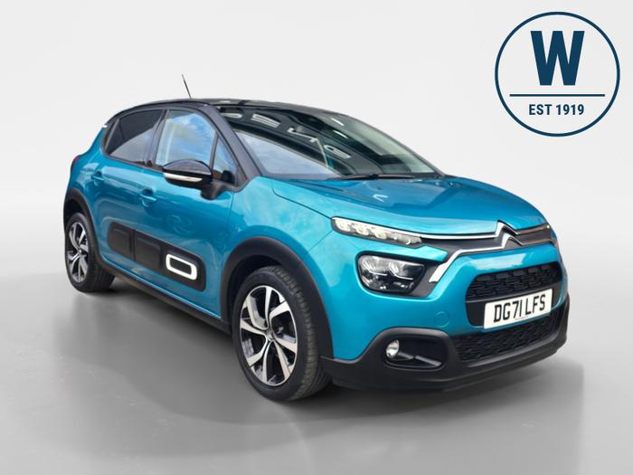 Used 2021 Citroen C3 1.2 PureTech Shine Plus Hatchback 5dr Petrol Manual Euro 6 (s/s) (83 ps) Blue at Gravells