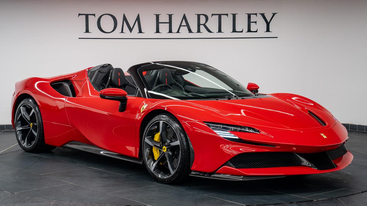 Used 2022 Ferrari SF90 Spider Rosso Corsa with Roof in Nero DS at Tom Hartley