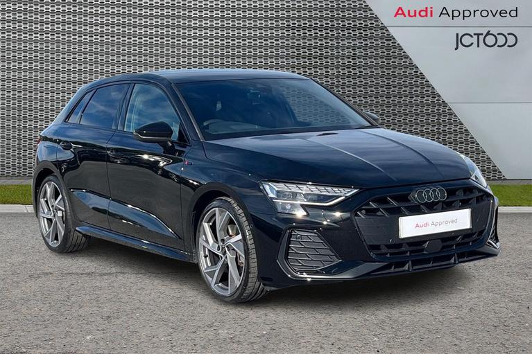 Used 2025 AUDI A3 1.5 TFSI 35 Black Edition Sportback 5dr Petrol S Tronic Euro 6 (s/s) (150 ps) Mythos Black Metallic at JCT600