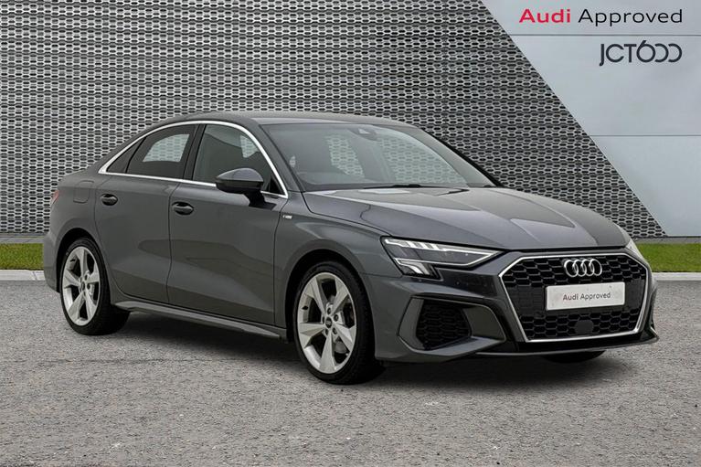 Used 2021 AUDI A3 2.0 TDI 35 S line Saloon 4dr Diesel S Tronic Euro 6 (s/s) (150 ps) Grey at JCT600