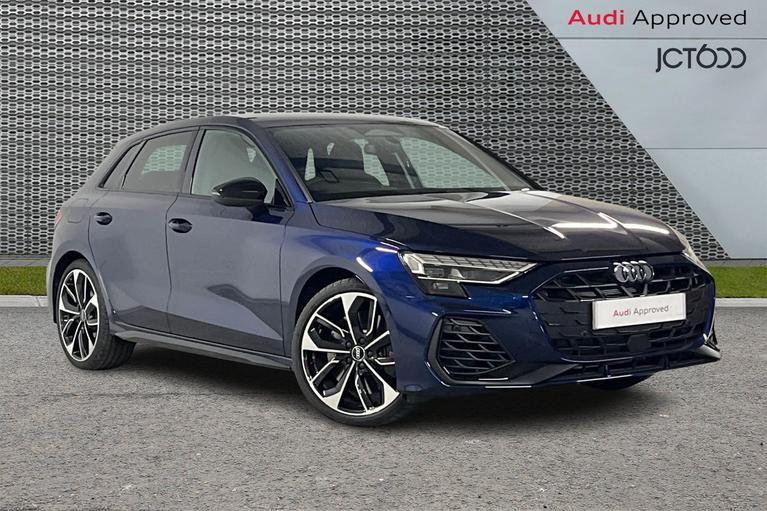 Used 2025 AUDI S3 2.0 TFSI Black Edition Sportback 5dr Petrol S Tronic quattro Euro 6 (s/s) (333 ps) Blue at JCT600