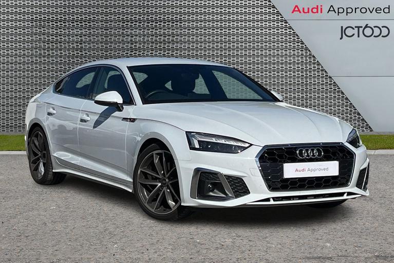 Used 2023 Audi A5 2.0 TDI 35 S line Sportback 5dr Diesel S Tronic Euro 6 (s/s) (163 ps) White at JCT600