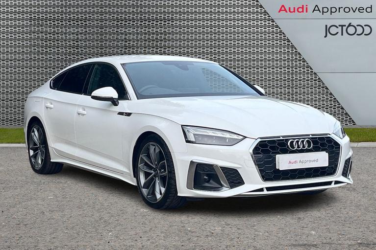 Used 2021 Audi A5 2.0 TDI 35 S line Sportback 5dr Diesel S Tronic Euro 6 (s/s) (163 ps) White at JCT600