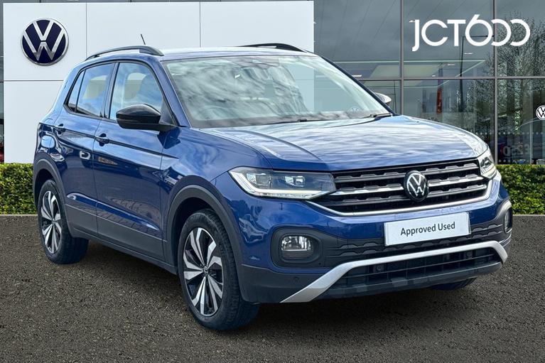 Used 2023 VOLKSWAGEN T-Cross 1.0 TSI Black Edition SUV 5dr Petrol Manual Euro 6 (s/s) (110 ps) Blue at JCT600