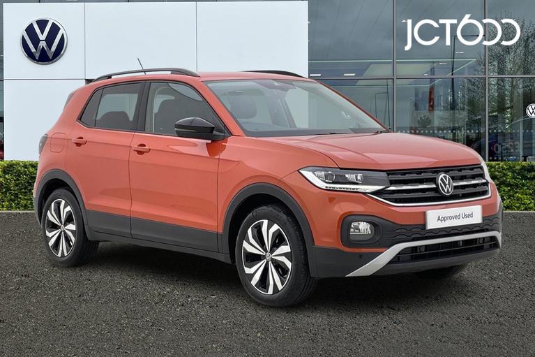 Used 2023 VOLKSWAGEN T-Cross 1.0 TSI Black Edition SUV 5dr Petrol Manual Euro 6 (s/s) (110 ps) Orange at JCT600