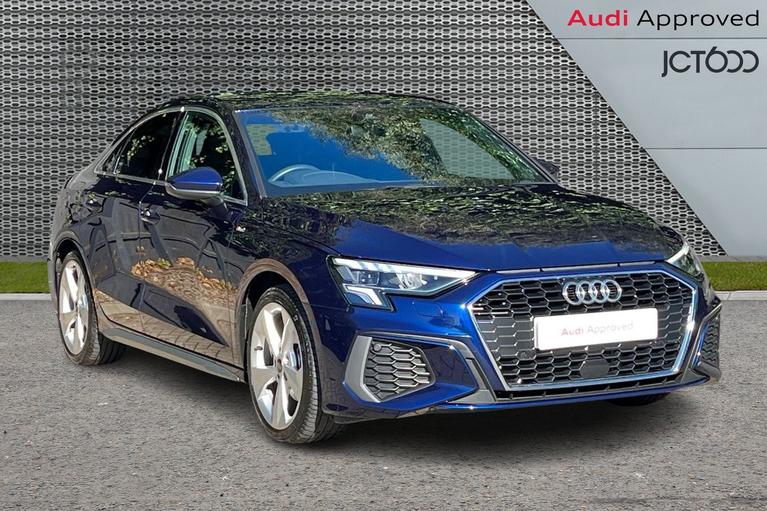 Used 2023 Audi A3 Saloon S line 35 TFSI 150 PS S tronic Navarra blue at JCT600