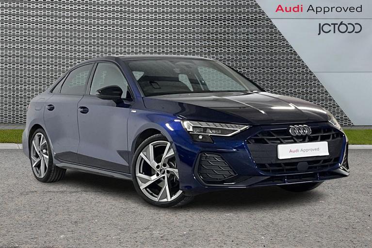 Used 2026 Audi A3 1.5 TFSI 35 Black Edition Saloon 4dr Petrol S Tronic Euro 6 (s/s) (150 ps) Blue at JCT600