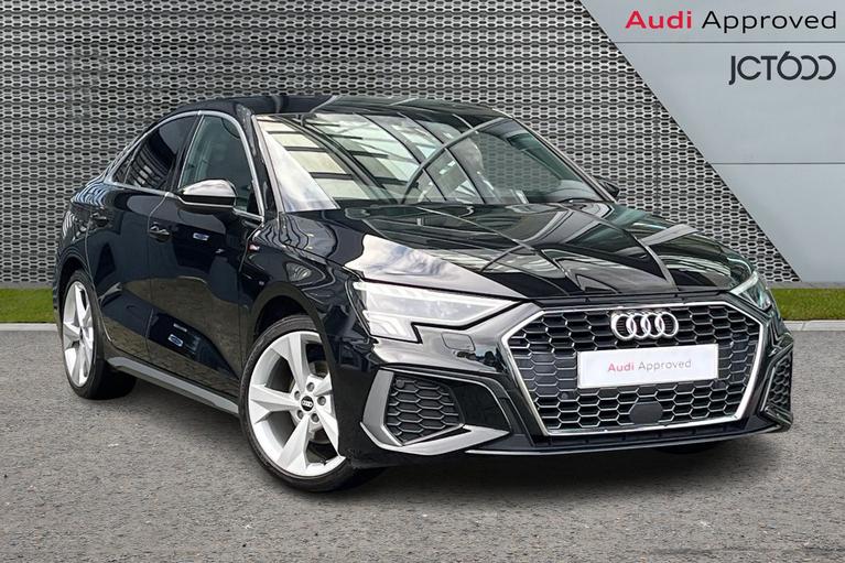 Used 2021 AUDI A3 1.0 TFSI 30 S line Saloon 4dr Petrol Manual Euro 6 (s/s) (110 ps) Black at JCT600