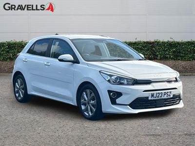 Used 2023 Kia RIO 1.0 T-GDi MHEV 3 Hatchback 5dr Petrol Hybrid DCT Euro 6 (s/s) (118 bhp) White at Gravells