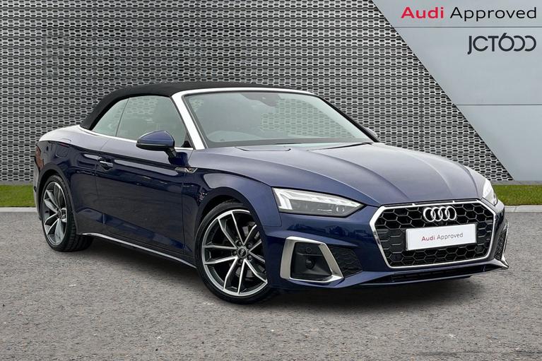 Used 2021 AUDI A5 Cabriolet 2.0 TFSI 35 S line Convertible 2dr Petrol S Tronic Euro 6 (s/s) (150 ps) Blue at JCT600