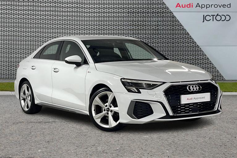 Used 2023 AUDI A3 1.5 TFSI 35 S line Saloon 4dr Petrol S Tronic Euro 6 (s/s) (150 ps) White at JCT600