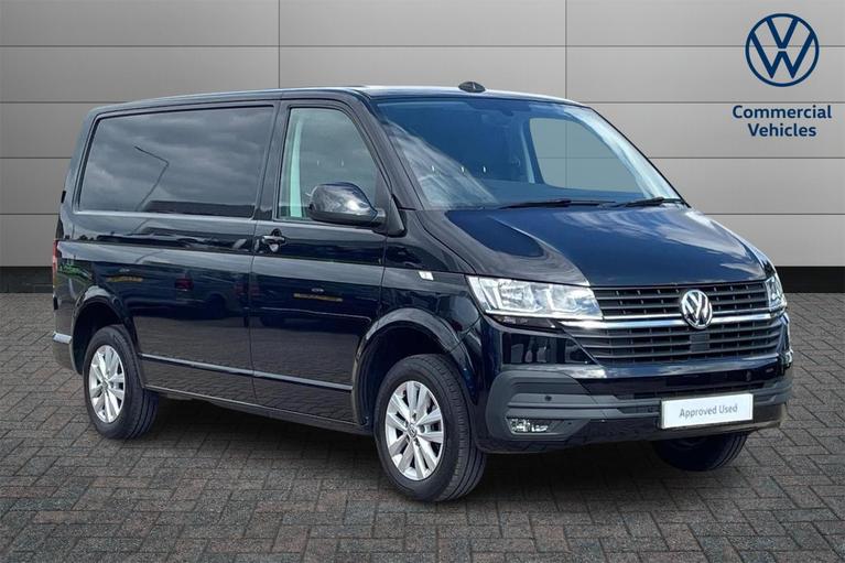 Used 2023 VOLKSWAGEN Transporter T28 Highline SWB 110 PS 2.0 TDI 5sp Manual Panel Van Deep Black Pearl at JCT600