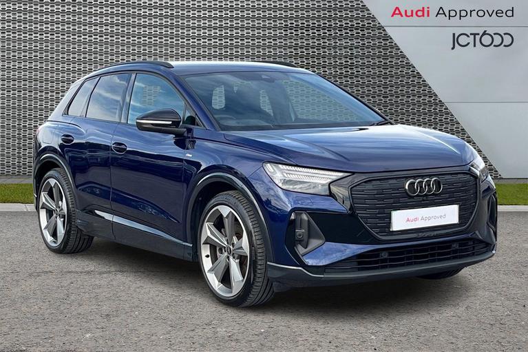 Used 2025 AUDI Q4 e-tron 45 Black Edition SUV 5dr Electric Auto 82kWh (286 ps) Navarra Blue Metallic at JCT600