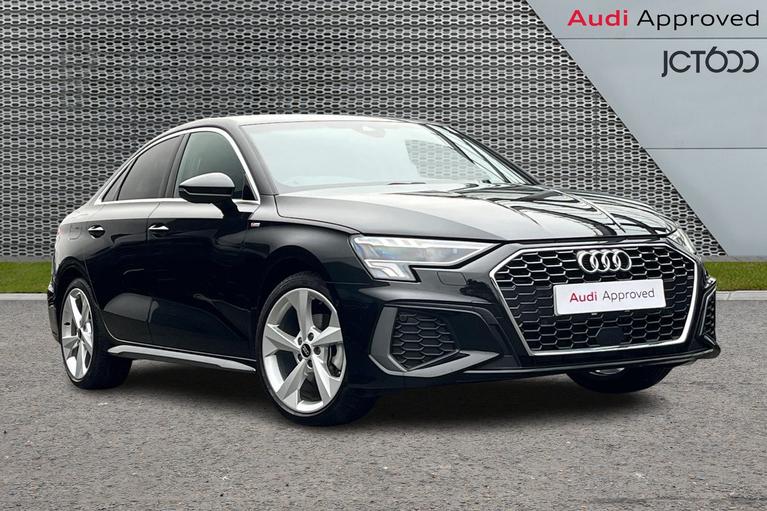 Used 2024 Audi A3 1.5 TFSI 35 S line Saloon 4dr Petrol S Tronic Euro 6 (s/s) (150 ps) Black at JCT600