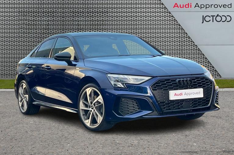 Used 2024 AUDI A3 1.5 TFSI 35 Black Edition Saloon 4dr Petrol S Tronic Euro 6 (s/s) (150 ps) Blue at JCT600