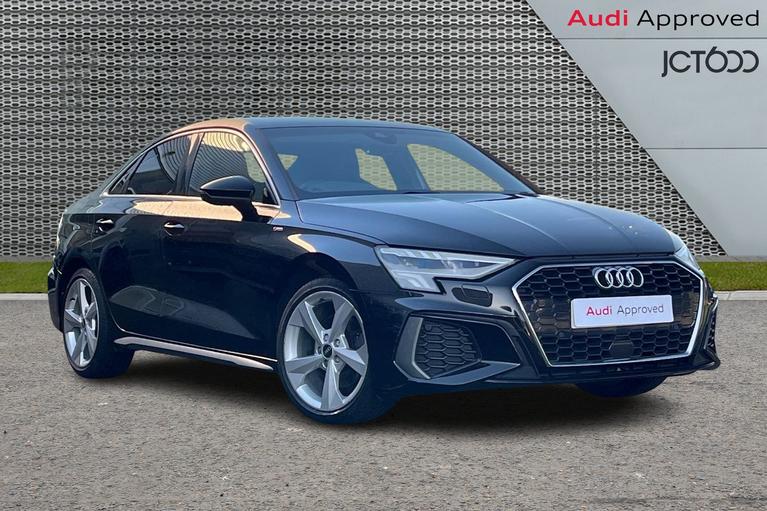 Used 2021 AUDI A3 1.5 TFSI 35 S line Saloon 4dr Petrol Manual Euro 6 (s/s) (150 ps) Black at JCT600