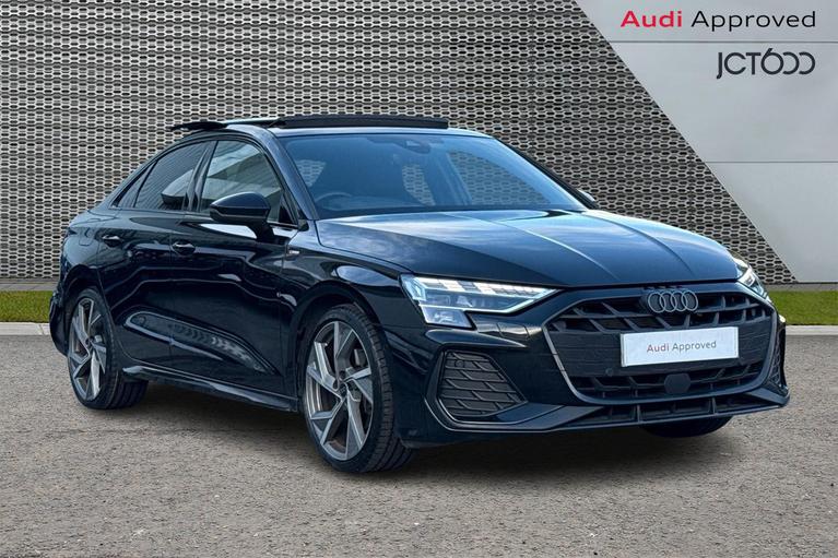 Used 2025 Audi A3 Saloon Black Edition 35 TFSI 150 PS S tronic (Technology Pack Pro) Mythos Black at JCT600