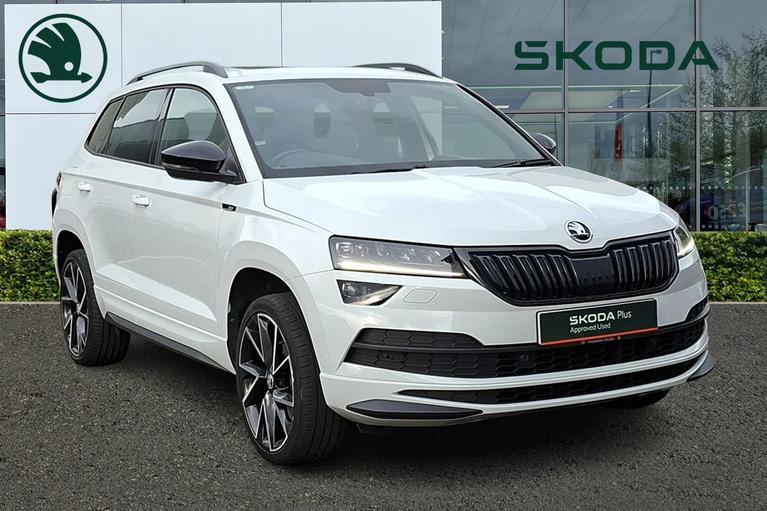 Used 2019 ŠKODA Karoq 1.5 TSI ACT SportLine SUV 5dr Petrol Manual Euro 6 (s/s) (150 ps) Moon White Metallic at JCT600