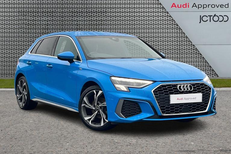 Used 2022 AUDI A3 1.5 TFSI 35 S line Sportback 5dr Petrol Manual Euro 6 (s/s) (150 ps) Blue at JCT600