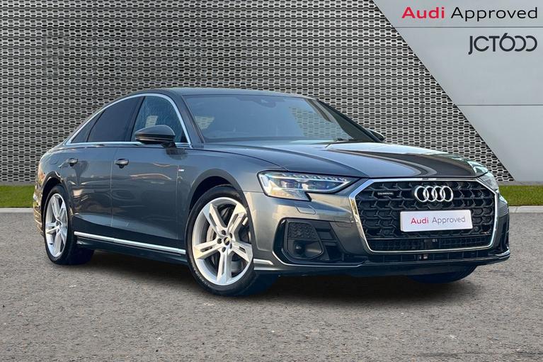 Used 2023 Audi A8 3.0 TFSIe V6 60 S line Saloon 4dr Petrol Plug-in Hybrid Tiptronic quattro Euro 6 (s/s) (17.9kWh) (462 ps) Grey at JCT600