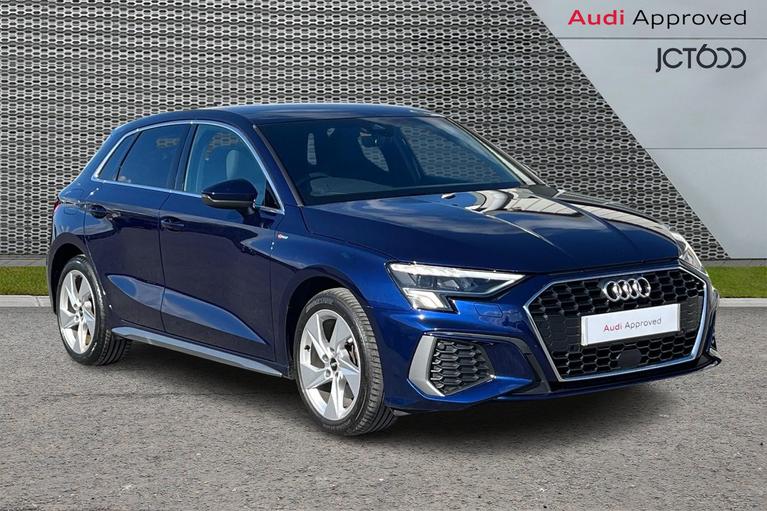 Used 2024 Audi A3 1.4 TFSIe 40 S line Sportback 5dr Petrol Plug-in Hybrid S Tronic Euro 6 (s/s) 13kWh (204 ps) Navarra Blue Metallic at JCT600